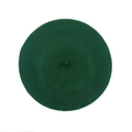 Classic dark green wool beret hat for women with a vintage winter style on white background - One Size / Green