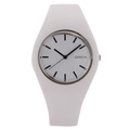 Fashion Geneva quartz watch featuring a white silicone strap and minimalist round dial - White