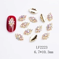 Gold sunflower alloy nail charms with iridescent rhinestones for DIY nail art 6.7*10.3mm - Golden Aurora Rhinestone Rhombus (2223)