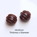 Miniature round 16x16mm chocolate resin charm with dark brown wave pattern details - Small Striped Ball - Dark Coffee