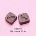 Mini resin chocolate charm with Sweet engraving for DIY crafts in dark brown, 7x18mm size - Small 'Sweet' Style - Dark Coffee
