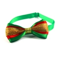 Detail of festive red and green pet bowtie with adjustable strap for Christmas - VN094-12 Red Green Golden Wire