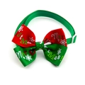 Nœud papillon de Noël pour animaux avec motif flocon de neige et boucle réglable - Nœud Papillon de Noël en Gros-Grain Rouge Vert (VN085-3)