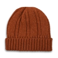 Winter knitted beanie for children in caramel brown with classic ribbed wool texture - Caramel color