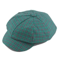 Vintage green plaid newsboy cap with classic checkered pattern and octagonal top design - 58cm / Grass Green Plaid