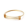 Brazalete minimalista de doble cable chapado en oro rosa con diamantes de imitación - Dorado (KB113713-KFC)