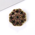 Vintage gold hollow flower brooch featuring pink and deep purple rhinestones - Gold Hollow - Pink Purple Rhinestone (XD631-4)