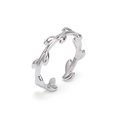 Silver olive leaf open ring for women with adjustable band and S925 engraving - Adjustable Open / Silver