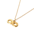 Polished 18K gold plated infinity symbol necklace with fine link chain on white background - Gold (KN87571-KFC)