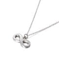 Polished silver infinity symbol pendant on a minimalist stainless steel chain necklace - Steel Color (KN87569-KFC)
