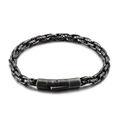 Retro stainless steel woven bracelet for men with vintage black finish and secure clasp - Three-strand Braid Cylinder Clasp Style (KB114170-KFC)