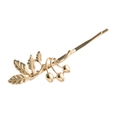 Elegant gold metal tulip leaf hair clip with polished botanical finish and three seeds - Gold