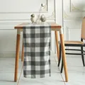 Nordic buffalo plaid Christmas table runner in black and white poly-cotton blend fabric - 33*180cm / Grey and White Argyle