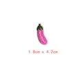 Embroidered eggplant patch in pink and green for clothing decoration, size 1.8cm x 4.2cm - Style GZ-2476