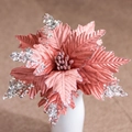 25cm korallenrosa Samt-Weihnachtsstern mit Pailletten für Tannenbaumdeko - Fleischrosa