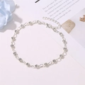 Elegant silver anklet with sparkling round rhinestones and adjustable lobster clasp closure - White K Rhinestone Thin Chain Style (7197)