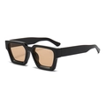 Gafas de sol retro de montura cuadrada negra gruesa con cristales ámbar - Montura Negra Brillante Lentes Champaña