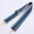 Adjustable blue and green geometric woven shoulder strap with gold metal lobster clasps - Gold Hardware Style 02