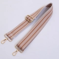 Adjustable brown and white geometric pattern crossbody strap with gold metal hooks - Gold Hardware Style 06