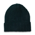 Deep green ribbed knit beanie for toddlers with a soft foldable brim for winter warmth - Dark Green