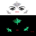 Luminous Halloween face jewels YJ-10 showing day vs glow in the dark effect - YJ-10