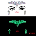 Detailed view of luminous Halloween face gems with iridescent crystals for festival makeup - YJ-02