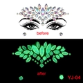 Luminous face jewel sticker YJ-04 showing day iridescence and green glow in the dark - YJ-04