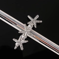 Detail of silver starfish hair clip with white pearls and sparkling rhinestones - 3-Starfish Pearl Rhinestone / Silver