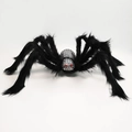 Halloween decorative 75cm plush spider with silver sequins and scary red bead eyes - 75cm Silver Spider