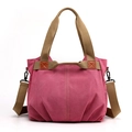 Versatile magenta canvas tote bag with adjustable wide shoulder strap for women - Rose Red