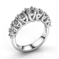 Polished silver ring with seven prong-set round brilliant zircons in a half-band design - US 6 / White