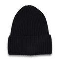 Gorro clásico de punto negro para niños con dobladillo sobre fondo blanco - Negro