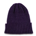 Classic deep purple rib-knit beanie with a wide fold-over cuff for winter warmth - Purple