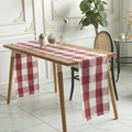 Chemin de table nordique à carreaux rouges et blancs sur une table en bois massif - 33X180cm / Carreaux Rouge Blanc
