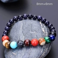 Solar system bracelet with 8mm and 6mm natural stone beads on a grey stone background - 8mm+6mm Beads