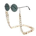 Retro round sunglasses with bold tortoiseshell acrylic resin eyewear chain strap - Marble Texture/Tortoise Style (GB019)