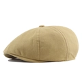 Classic khaki British style newsboy cap in durable cotton canvas fabric with top button - 56-59 / Yellow