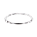 Silver beaded bracelet with smooth metal curved tube on stretch cord for women - Silver + Curved Tube