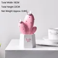 Pink Nordic resin cactus ornament with white flowers and Smile you hexagonal base - Pink Large Cactus