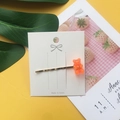 Orange acrylic gummy bear hair clip with golden metal slide on decorative card - Orange Red