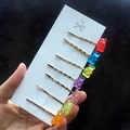 Set of 7 colorful acrylic gummy bear hair clips with gold metal base for girls - 7 Pieces Set Bobby Pins