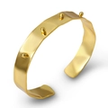 Fashionable gold cuff bracelet with punk rivet studs and wave texture design - Gold