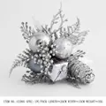 Ramo natalizio argento da 20 cm con abete e pigne per decorazioni festive eleganti - Grigio Argento