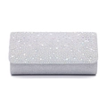 Sparkling silver rhinestone evening clutch bag with sequined fabric for formal parties - Silver