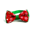 Christmas pet bowtie for dogs and cats with snowflake pattern and red green ribbon - VN098-2-Red Green Contrast Ribbed Bow Tie