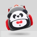 Cartoon panda toddler backpack in grey diving fabric with a red bow tie accent - Neoprene Panda
