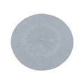 Classic light blue-grey wool knit beret hat with top stem in a soft textured finish - One Size / Gray