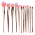 12-delige professionele roségouden make-up borstelset met roze-witte kleurverloop - Set van 12 / Roségoud