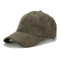 Faux suede camouflage baseball cap in olive green with a curved brim for sun protection - Adjustable / Army Green Camo