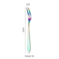 Regenbogenfarbene Dessertgabel aus Edelstahl mit zwei Zinken und 13cm Länge - 410 Edelstahl / Regenbogen